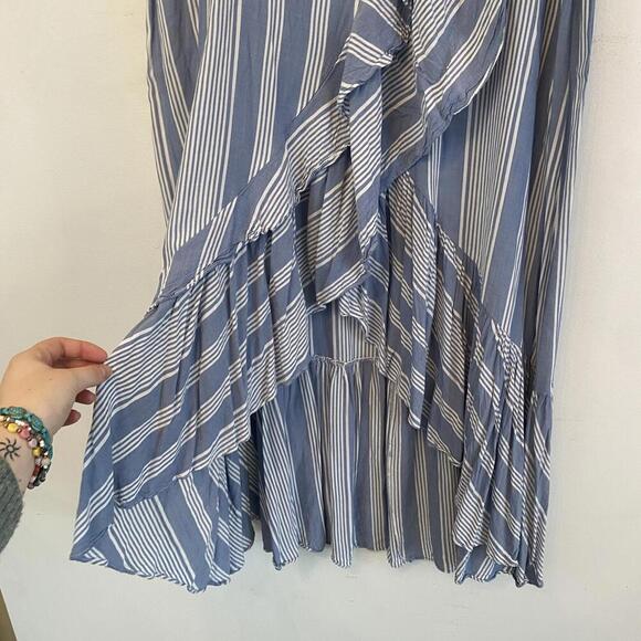 TORRID blue and white stripe ruffle midi skirt - Picture 3 of 5